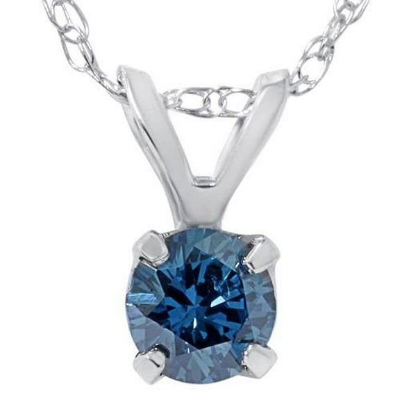Pompeii 1/2ct Blue Diamond Solitaire Pendant 14K White Gold (Blue,I1)