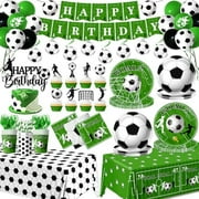 Birthday Party Decorations Soccer Party Tableware for 24 Guests with Soccer Plates and Napkins Tablecloth Balloons Cake Toppers for Soccer Sports Theme Birthday Supplies$$Home Decor, Kitchen, & Other