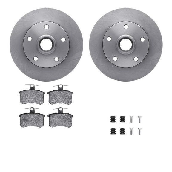 Dynamic Friction Company Rear Brake Rotors with 5000 Euro Ceramic Brake Pads includes Hardware 6612-73077