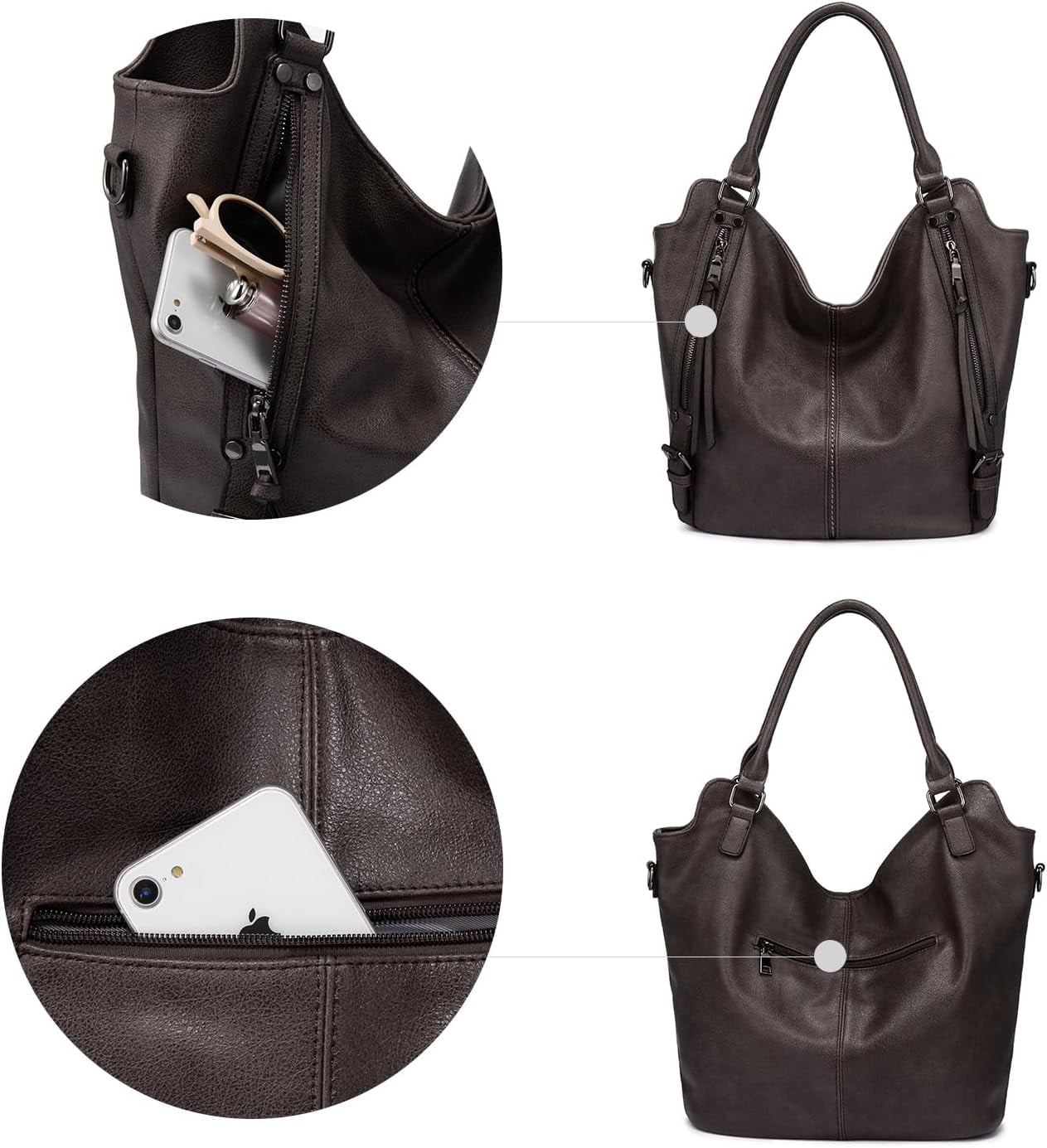 Kwuty Tote Bag for Women PU Leather Shoulder Bags Fashion Hobo Bags Large Purse and Handbags with Adjustable Shoulder Strap