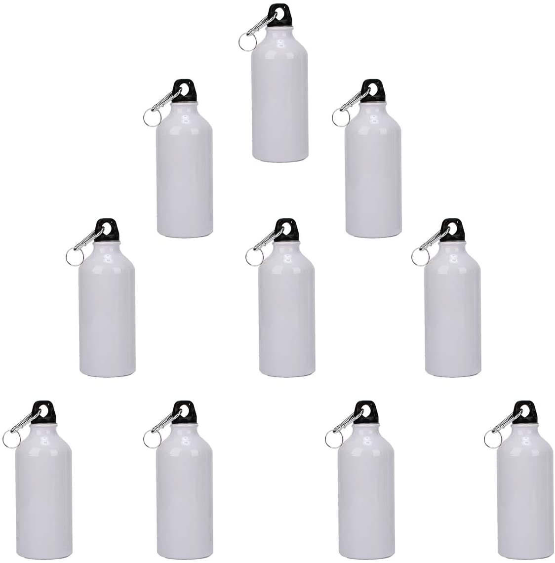 INTSUPERMAI 6 pcs Blank Coated Sublimation 600ml Aluminium Water Bottle-White Sublimation Transfer