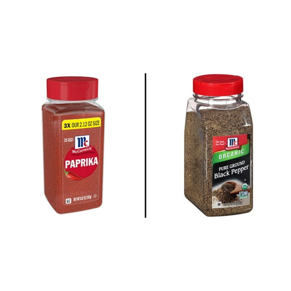 McCormick Paprika, 6.62 oz & McCormick Organic Pure Ground Black Pepper, 12 oz