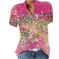 thumbnail image 1 of Cathalem Women's Oversized T Shirts Slim Fit V Neck Ribbed Knit Basic Solid Color Tees Tops,Pink XXXL, 1 of 3