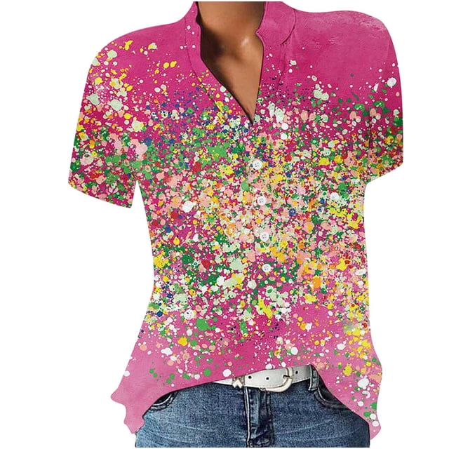 Cathalem Women's Oversized T Shirts Slim Fit V Neck Ribbed Knit Basic Solid Color Tees Tops,Pink XXXL