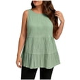 thumbnail image 1 of StSilkitty Camisoles Grande Taille pour Femmes Décontractées Unies Sans Manches à Col Rond Blouses Légères Douces Tuniques, 1 of 8