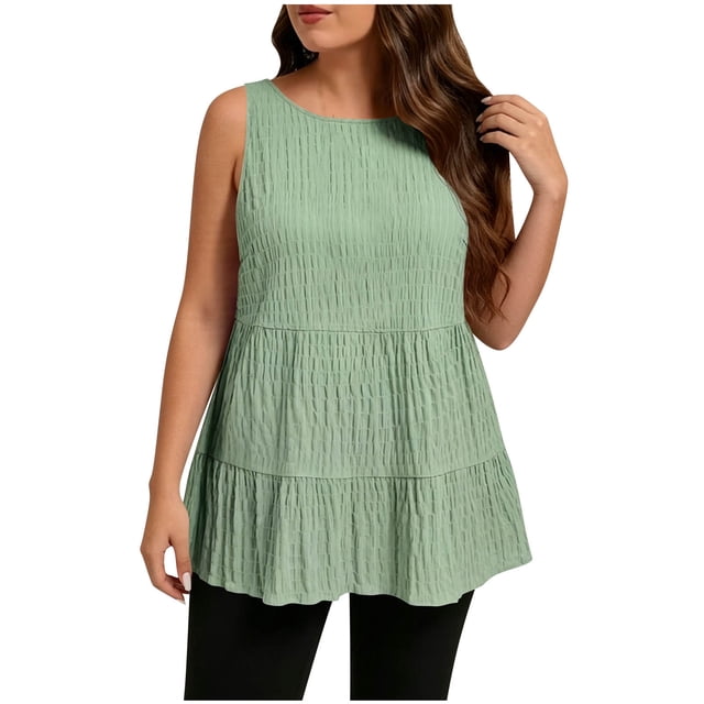 StSilkitty Camisoles Grande Taille pour Femmes Décontractées Unies Sans Manches à Col Rond Blouses Légères Douces Tuniques
