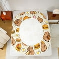 thumbnail image 5 of Homewish Kawaii Capibara Teens Queen Sheet Sets, Cute Hamburger Fast Food Flat Sheet, Yellow Cartoon Animal Queen Fitted Sheet, Luxury Bedroom Decor, 4-Piece, 5 of 7