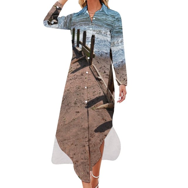 Robe Chemise à Manches Longues Sea Groyne Été Robe Femme 2024 Robes gala Luxe Femme Robe de Soirée
