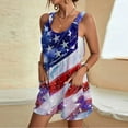 thumbnail image 2 of QATAINLAV 4th of July Overalls, USA Flag Print Jumpsuit Womens Casual Short Playsuit Lightweight Linen Going Out Sports Romper with Pockets Blue XXL Mother's Day Gifts, 2 of 6