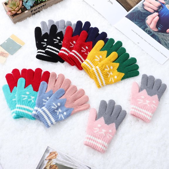 Healifty 6 Pairs Winter Gloves in Assorted Colors, Acrylic Fiber for Riding, Skiing, and Outdoor Cold Weather Activities