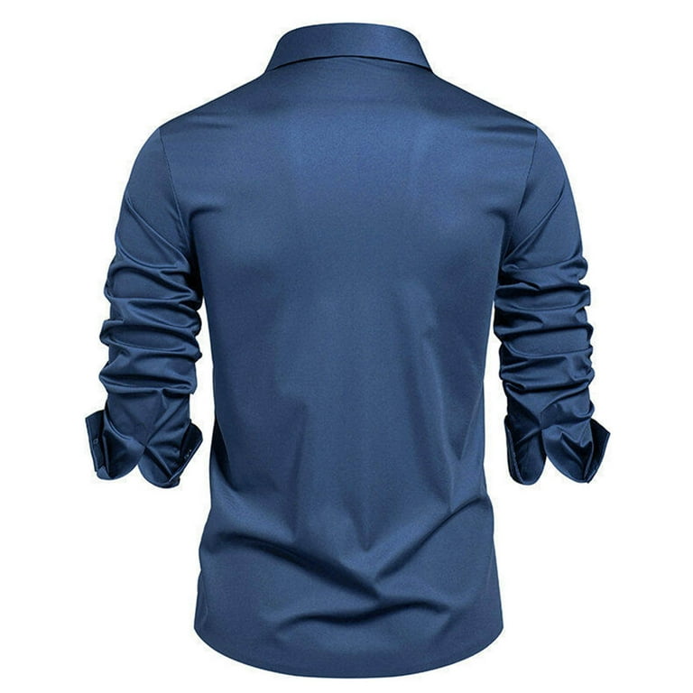 Men's Seamless Fit Long Sleeve Dress Shirt - Wrinkle-Free Business Casual Shirt