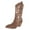 Brown, variant on Cowgirl Boots Women Chunky Heel Knee High Cowboy Boots Mid Calf with Chunky Heel Retro Embroidery Western Boots