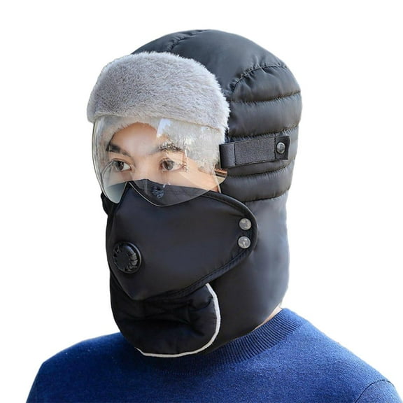 Windproof Full Cover Outdoor Riding Mask with Glasses,Winter Ear & Face Protection Hat for Cold Weather Skiing Outdoor