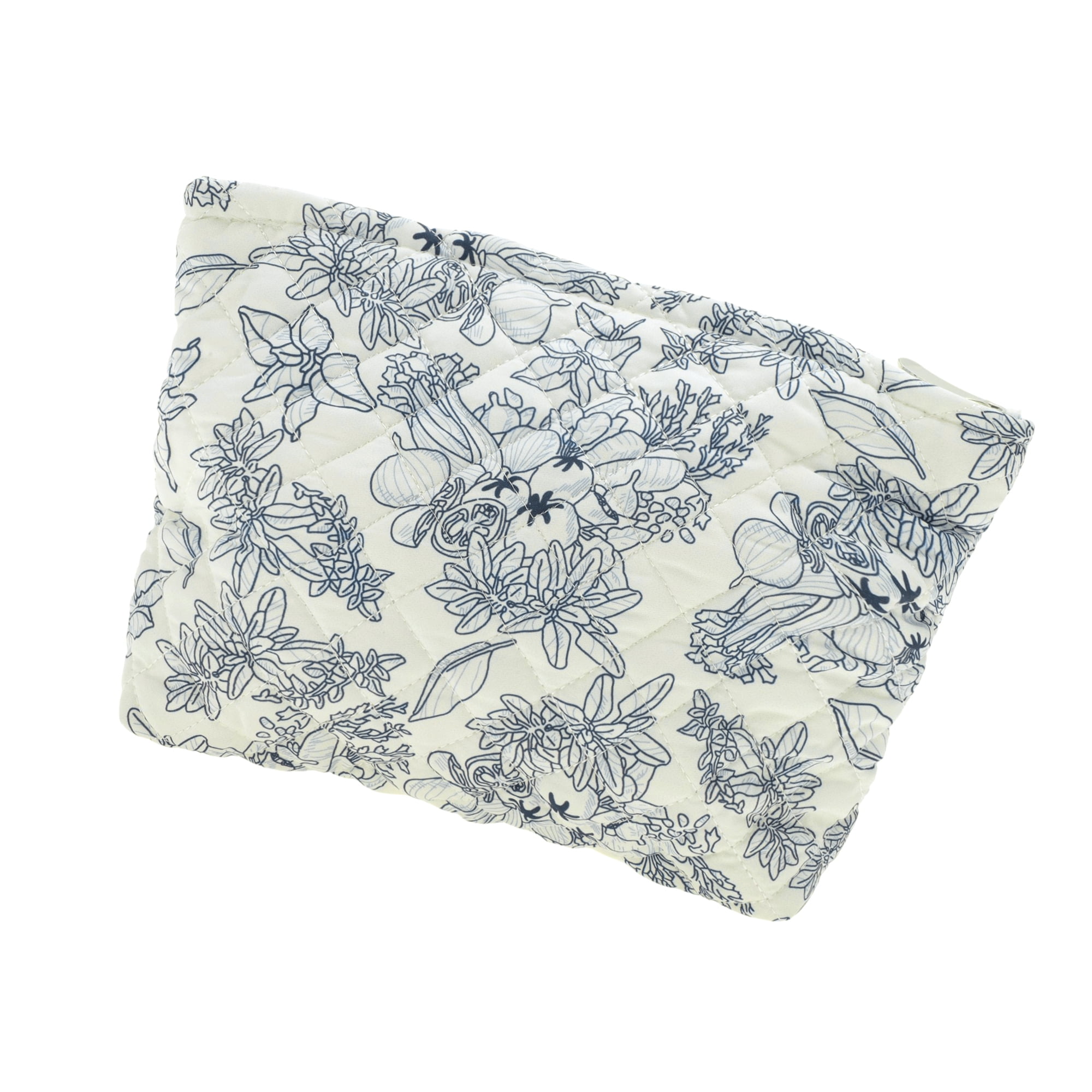 Unique Bargains Floral Quilted Clutch Makeup Bag Cyan for Travel and Storage