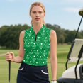 thumbnail image 3 of KEIAHUAN Green Golf Print Sleeveless Golf Shirt for Women Comfortable Soft Zip Up Athletic Tank Tops Versatile Lightweight Tennis Shirts Racerback Summer Clothing with Pockets, 3 of 7