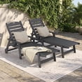 thumbnail image 5 of U-HOMY Outdoor Chaise Lounge Set of 2, HDPE Wood Grain Patio Lounger with 6-Position Adjustable Backrest, 5 of 8