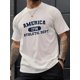 thumbnail image 1 of Camiseta deportiva informal de cuello redondo con letras del alfabeto para hombre, 1 of 4