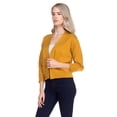 thumbnail image 2 of ShezPretty Women's Bolero 3/4 Sleeve Cropped Open Front Short Shrugs Cardigans Sweaters Jackets (Large, MUSTARD), 2 of 5