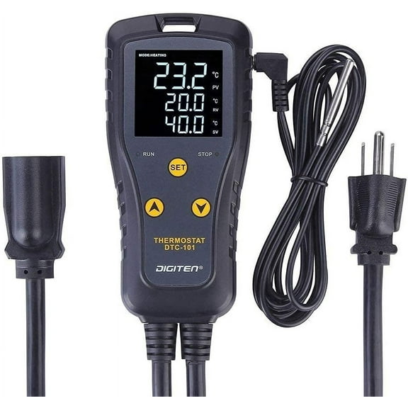 Digiten Temperature Controller Simple Stage Thermostat ABS material Black LCD