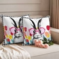 thumbnail image 3 of Outdoor Waterproof Pillow Covers Easter Bunny Tulip Black Palid Decorative Throw Pillow Protectors,Pillowcase Cushion Cases for Patio Sofa Garden Couch,16x16in,Pack of 2, 3 of 14