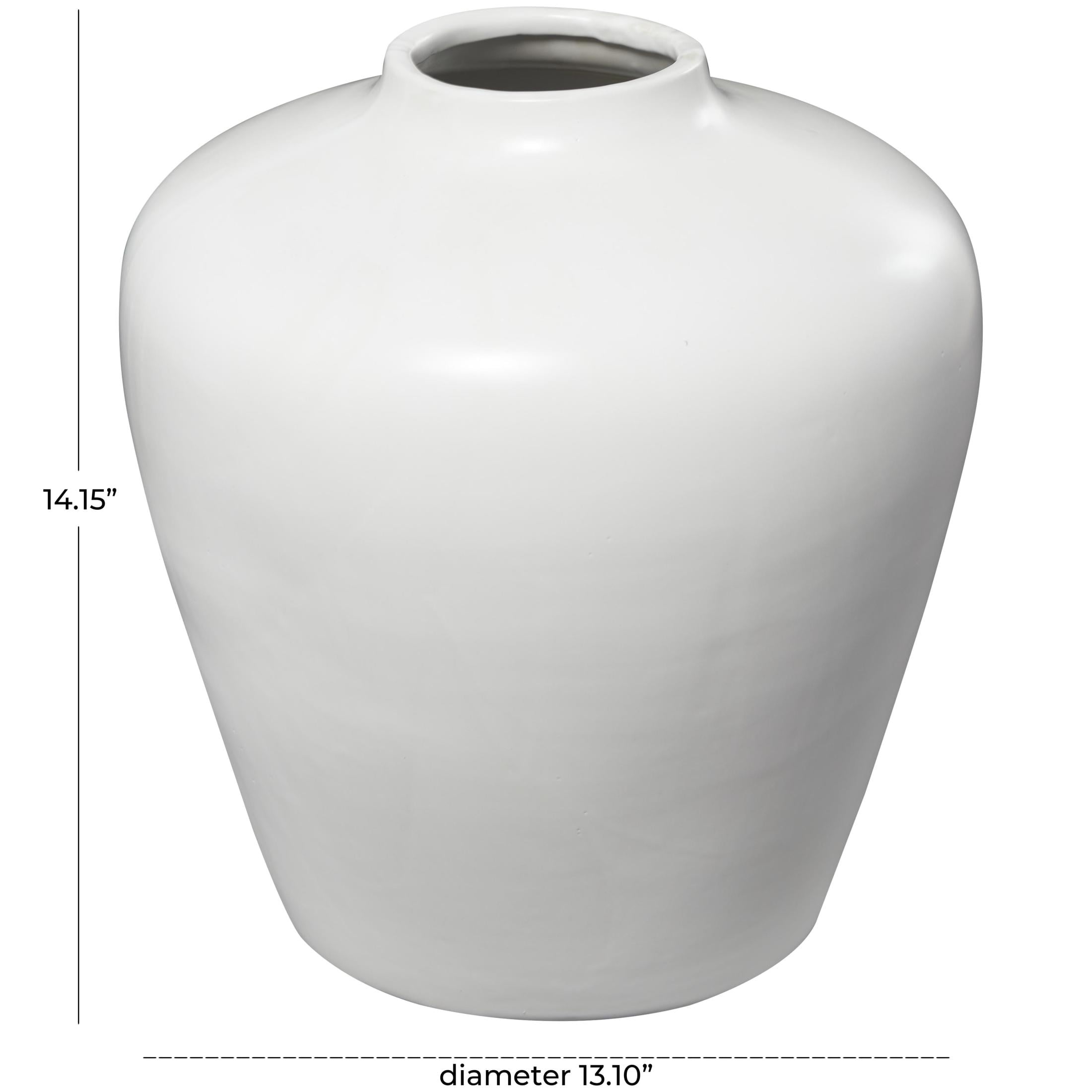 DecMode 14" Matte White Ceramic Vase