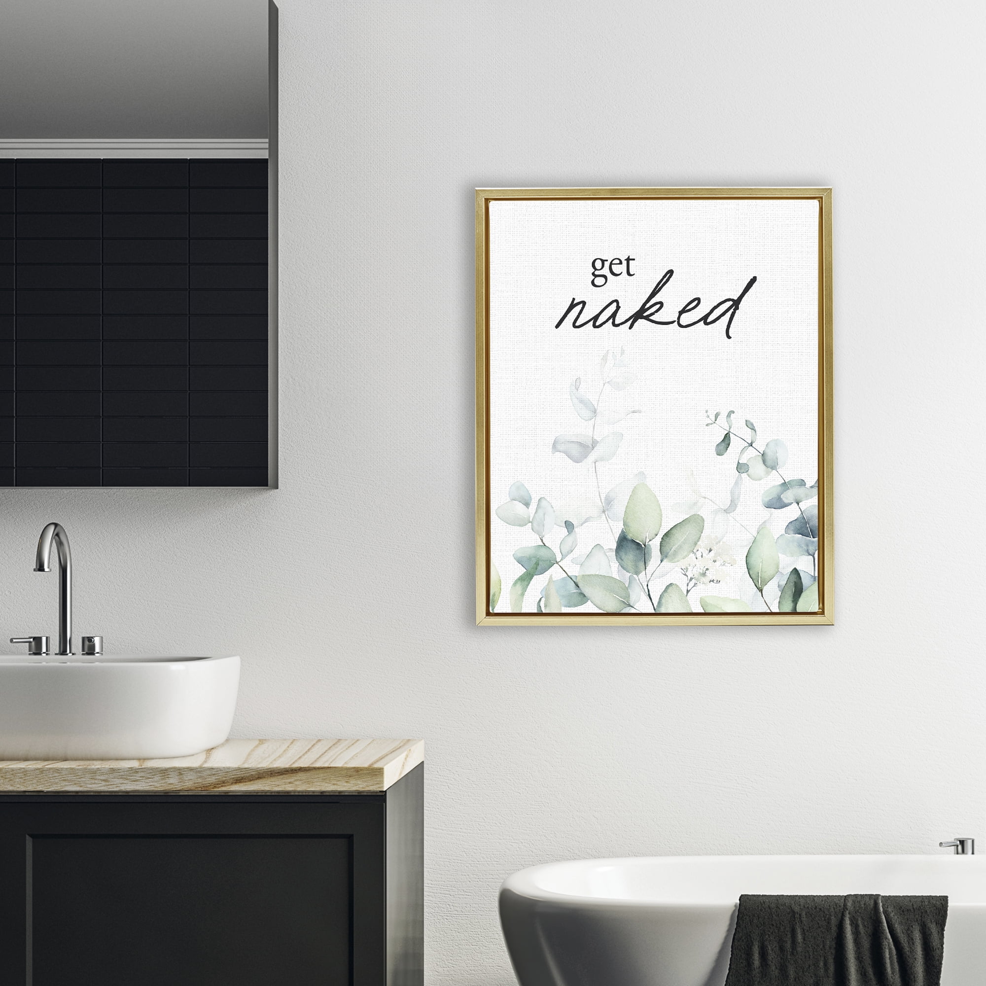 Get Naked Minimal Herbs Gold Framed Floater Canvas Wall Art, design by Lettered and Lined