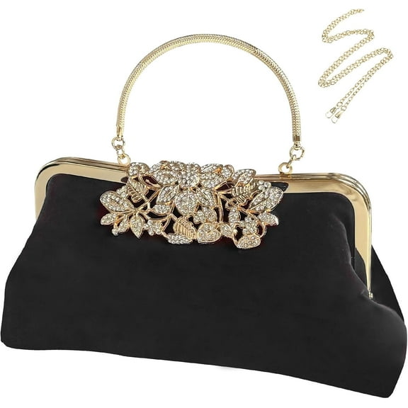 Womens Rhinestone Evening Clutch Bags Sparkling Crystal Diamond Party Handbags Velvet Wedding Cocktail Formal Purses