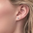 thumbnail image 3 of Gem Stone King Platinum White Lab Grown Diamond Stud Earrings for Women Men (0.54 Cttw, Gemstone April Birthstone, Round 4MM), 3 of 6
