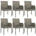 thumbnail image 2 of vidaXL 7 Piece Garden Dining Set with Cushions Grey Poly Rattan, 2 of 5