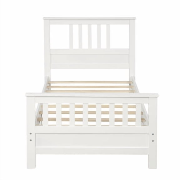 Cterwk Wood Platform Bed with Headboard and Footboard, Perfect for Living Room, Bedroom, White