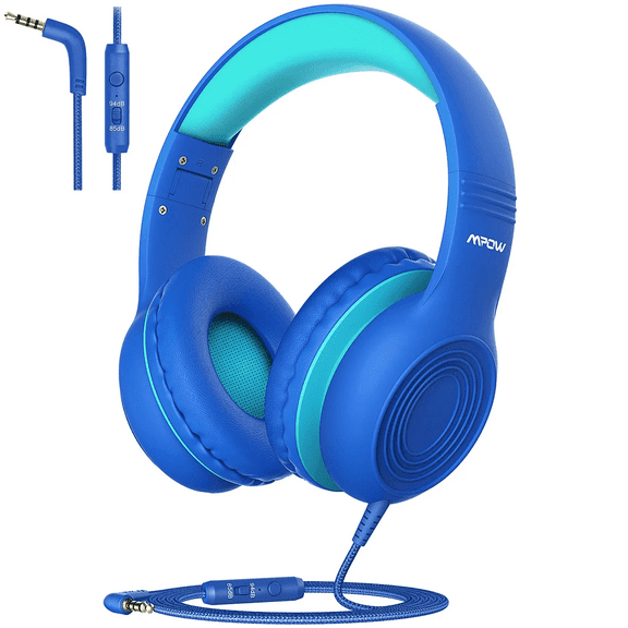 Mpow Écouteurs pour Enfants pour l'École, la Maison, la Tablette et les Voyages, Fonction de Partage du Son, Écouteurs Filaires Pliables pour Enfants avec Microphone