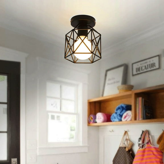 Worgeous  LED Corridor Lamp Industrial Ceiling Light Bulb Black Living
