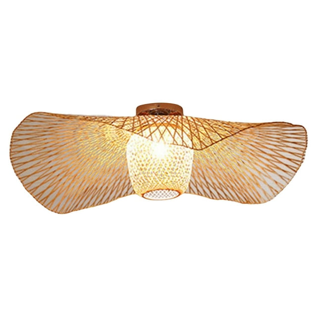 Semi Flush Ceiling Light, Farmhouse Bamboo Boho Ceiling Light Fixture, Hallway Light Fixtures, Farmhouse Light Fixtures for Hallway , 65cm