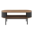 thumbnail image 4 of Coffee Sofa Side Table, Walnut Black, Wood, Metal Steel, Oval, Industrial Living Lounge Cafe Lobby Hospitality Restaurant, Modern Contemporary HB34891, 4 of 8