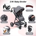 thumbnail image 1 of Historyli Cochecito 2 en 1 reversible con asiento para bebé,capazo plegable con una mano,cómodo cochecito con reclinable y capota extragrande,color gris oscuro, 1 of 7