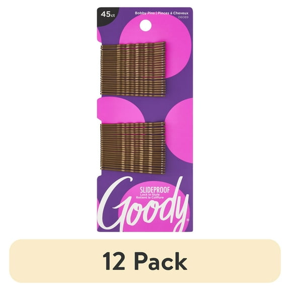 (12 pack) Goody® Slideproof Metallic Bobby Pins, Brown 45 CT