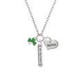 thumbnail image 2 of Delight Jewelry Silvertone Translucent Green Shamrock Always My Mother Bar Zoe Necklace, 2 of 4