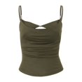 thumbnail image 4 of FUYUDY Women'S Tank Top Summer Sexy Slim Fit V Neck Beaded Sleeveless Solid Color Cropped Vest Casual Stretchy Fitted Stylish Versatile Female Camisole For Daily Wear Outing,Green,L, 4 of 4