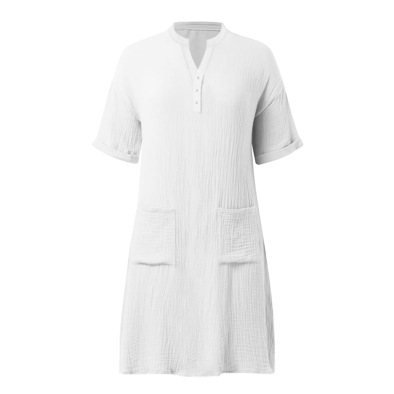 chinese dress ladies Dresses / jnby by JNBY Loose Fit Short Sleeve Dress (100% Cotton) – JNBYPLUS main image 1