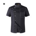 thumbnail image 4 of Ruiboury for Chef Uniform Stylish And Durable Chef Coat Button Black Easy-to-clean Convenient black m 1Set, 4 of 6