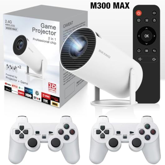 Cinemaster Pro - 4K Smart Movie Projector, M300 Max Game Projector, LED, USB, White
