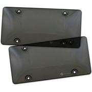 Zone Tech Standard Fit Clear Frame Smoked License Plate Protector Cover, 2-Pack