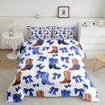 thumbnail image 2 of Manfei Cute Ribbon Bow Full Size Comforter Sets 3-Piece,Western Cowgirl Boots Bedding Comforter Set,White Blue,1 Comforter and 2 Pillowcases,Reversible, 2 of 6
