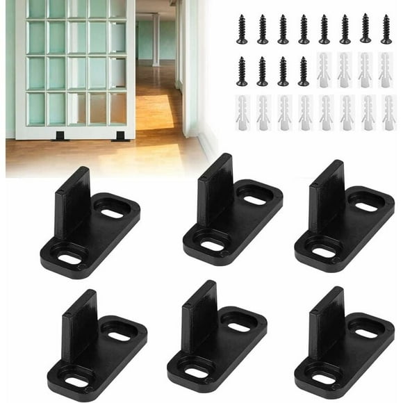Silent Operation Barn Door Hardware, Premium Material Sliding Door Track Guide, 6PCS For Closet Barn And Pocket Doors