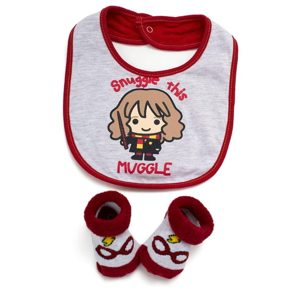 Harry Potter Baby Unisex Bib and Bootie Set Gifts for Baby Red Multi, 0-12 Months