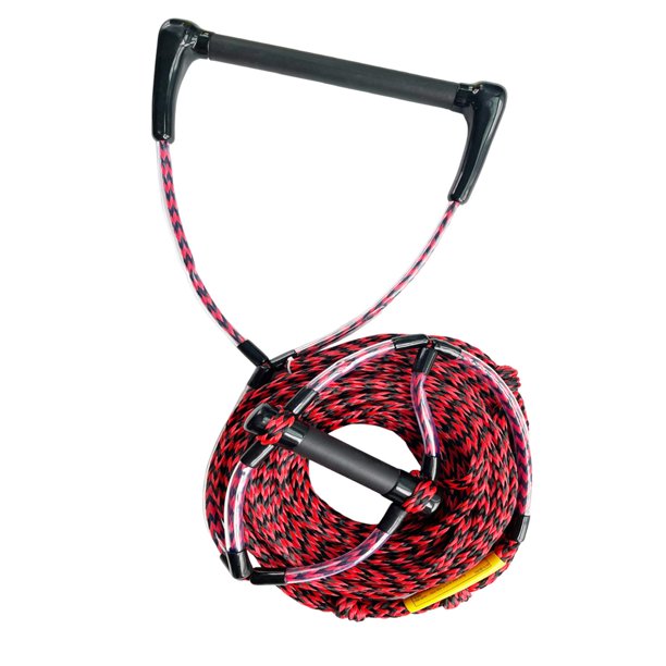 Cuerda para esquí acuático con accesorio de 2 asas, práctica cuerda de remolque premium para wakeboard 60 pies