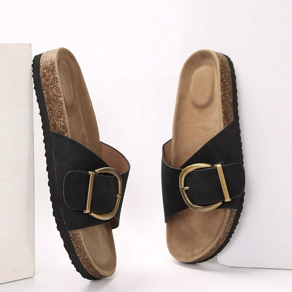 Women’s Cork Strap Sandals For Summer Beach & Casual Wear - Adjustable Design