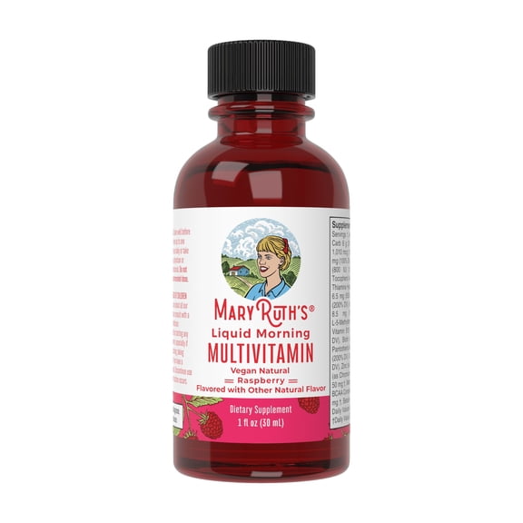 MaryRuth Organics Raspberry Morning Liquid Multivitamin, 1 fl oz, Raspberry, Adult