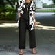thumbnail image 1 of Pantalones Y Conjunto Superior para las Mujeres Pantalones de Piernas Anchas de Tres Piezas Que Coinciden Longline Duster Jacket Vestido de Cárdigan Floral Marino Sólido, 1 of 5