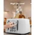 thumbnail image 5 of 4-Slice Stainless Steel Retro Toaster with Wide Slots, 6  Levels, Defrost & Bagel Modes, White, 5 of 7
